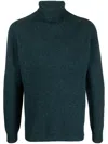 Sunspel Mens Peacock Turtleneck Relaxed-fit Wool Jumper In Green