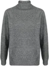 Sunspel Roll-neck Lambs-wool Jumper In Grey