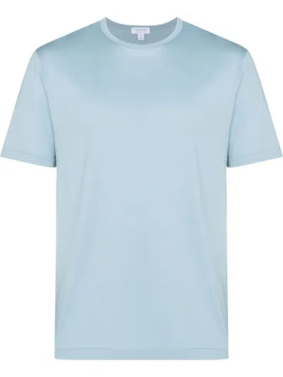 Sunspel Round-neck Short-sleeved T-shirt In Blue
