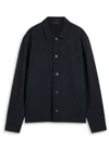 Sunspel Seersucker Stretch-wool Overshirt In Blue