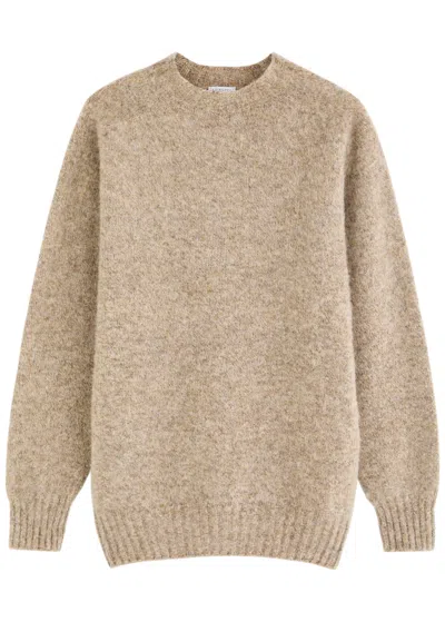 Sunspel Shetland Wool Jumper In Camel