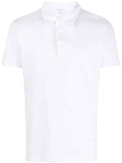 Sunspel Short-sleeve Cotton Polo Shirt In White