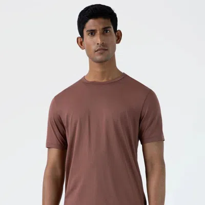 Sunspel Short Sleeve Crewneck T-shirt In Brown