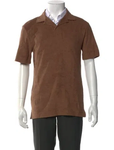 Pre-owned Sunspel Short Sleeve Shirt W/ Tags In Brown