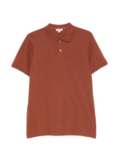 Sunspel Short-sleeve Polo Shirt In Brown