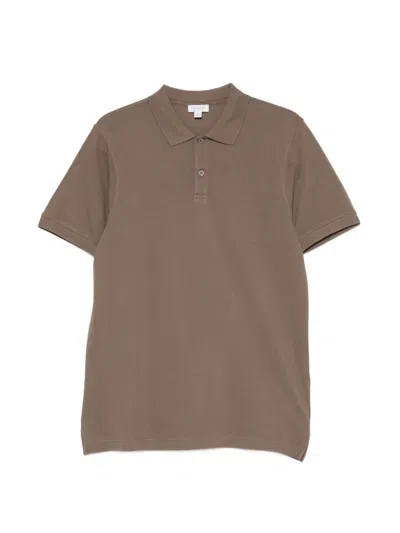Sunspel Short-sleeve Polo Shirt In Brown