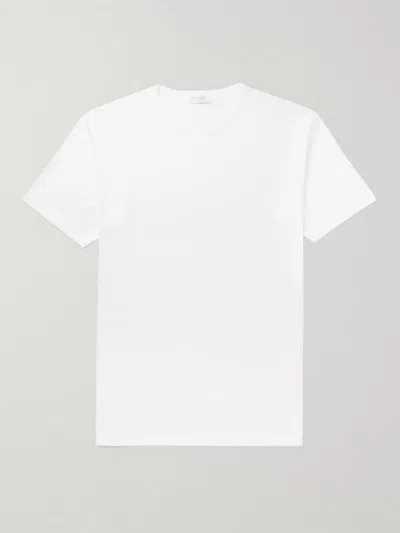 Sunspel Mens White Regular-fit Short-sleeves Cotton-jersey T-shirt