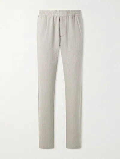 Sunspel Slim-fit Straight-leg Linen Trousers In White