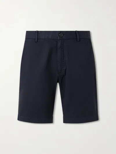 Sunspel Straight-leg Garment-dyed Cotton-blend Twill Chino Shorts In Blue