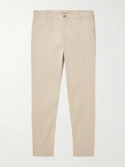 Sunspel Straight-leg Garment-dyed Cotton-blend Twill Chinos In Neutral