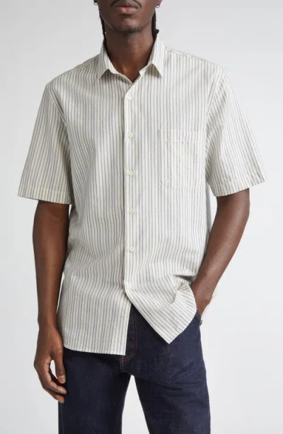 Sunspel Stripe Short Sleeve Button-up Shirt