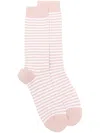 Sunspel Striped Ankle Socks In Pink