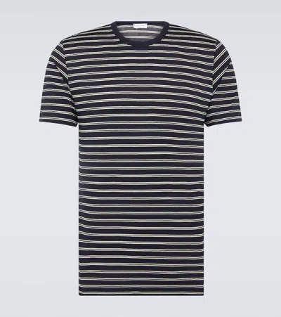 Sunspel Striped Cotton Jersey T-shirt In Navy Ecru