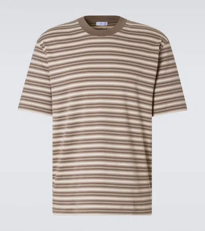 Sunspel Striped Cotton Jersey T-shirt In Brown