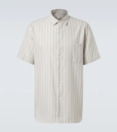 Sunspel Striped Cotton Shirt In White