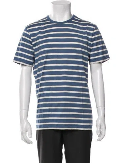 Pre-owned Sunspel Striped Crew Neck T-shirt In Blue