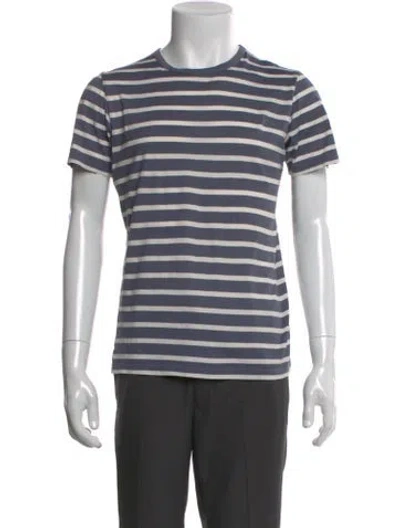 Pre-owned Sunspel Striped Crew Neck T-shirt In Blue