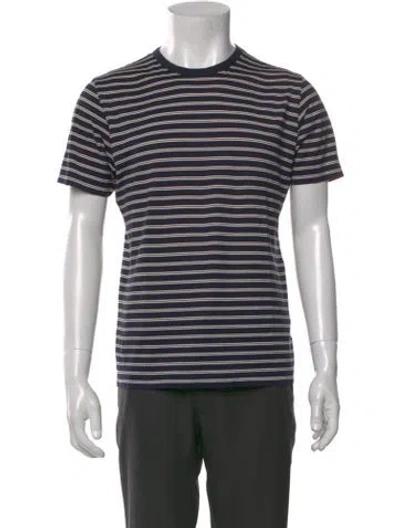 Pre-owned Sunspel Striped Crew Neck T-shirt In Blue
