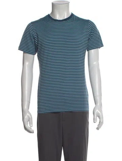 Pre-owned Sunspel Striped Crew Neck T-shirt In Blue