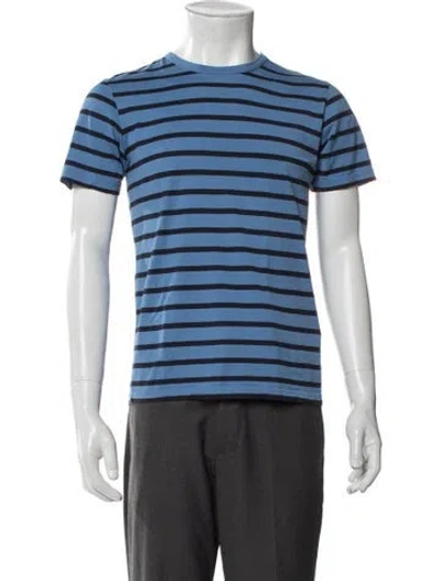Pre-owned Sunspel Striped Crew Neck T-shirt In Blue