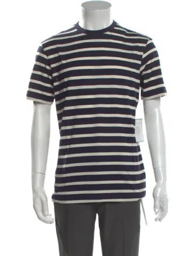 Pre-owned Sunspel Striped Crew Neck T-shirt In Blue
