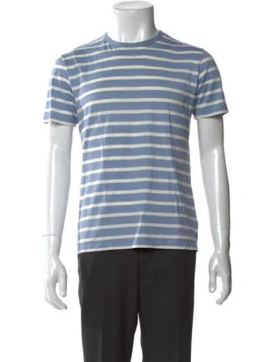 Pre-owned Sunspel Striped Crew Neck T-shirt In Blue