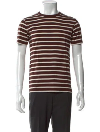 Pre-owned Sunspel Striped Crew Neck T-shirt In Brown