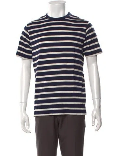 Pre-owned Sunspel Striped Crew Neck T-shirt W/ Tags In Blue