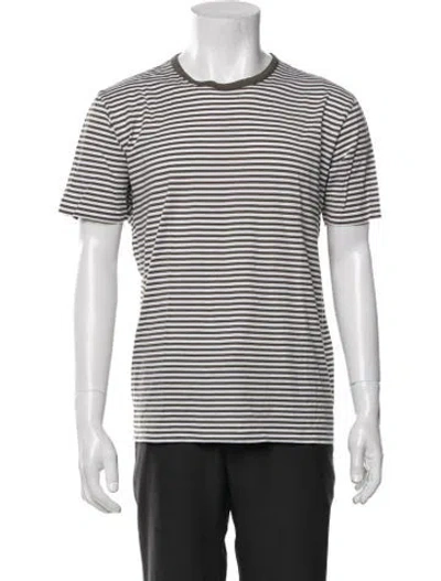 Pre-owned Sunspel Striped Crew Neck T-shirt In White