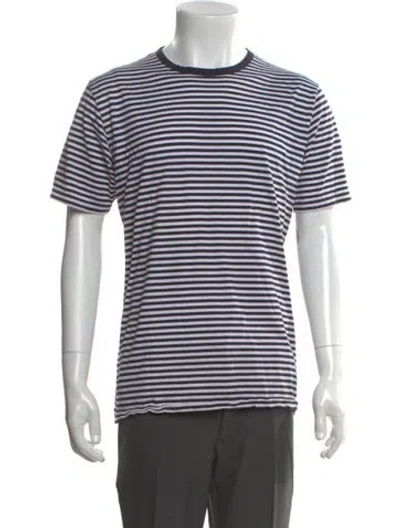Pre-owned Sunspel Striped Crew Neck T-shirt In White