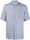 Sunspel Striped Linen Shirt In Weiss