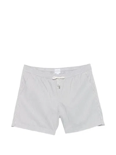 Sunspel Striped Swim Shorts In White