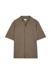 Sunspel Stripe-pattern Camp-collar Shirt In Brown