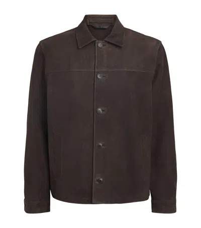 Sunspel Suede Field Jacket In Brown