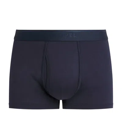 Sunspel Superfine Cotton Low-rise Trunks In Blue
