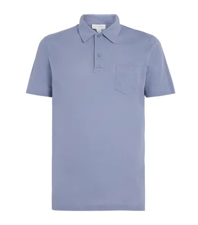 Sunspel Supima Cotton Riviera Polo In Blue