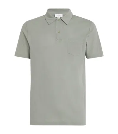 Sunspel Supima Cotton Riviera Polo In Green