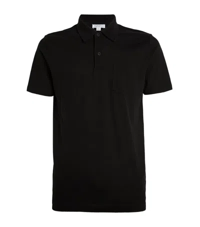 Sunspel Supima Cotton Riviera Polo Shirt In Black