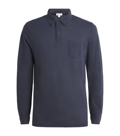 Sunspel Supima Cotton Riviera Polo Shirt In Blue