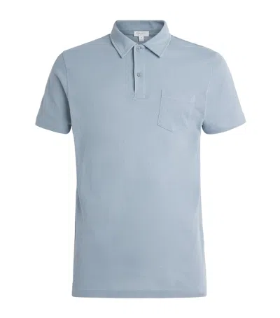 Sunspel Supima Cotton Riviera Polo Shirt In Blue