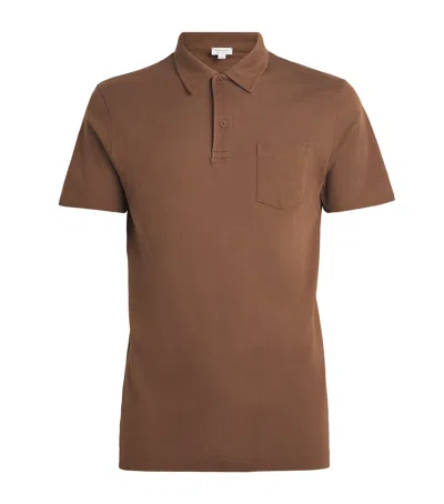 Sunspel Supima Cotton Riviera Polo Shirt In Brown