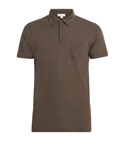 Sunspel Supima Cotton Riviera Polo Shirt In Brown