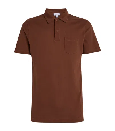 Sunspel Supima Cotton Riviera Polo Shirt In Brown
