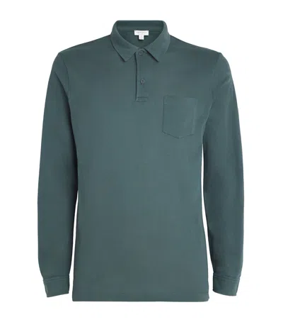 Sunspel Supima Cotton Riviera Polo Shirt In Green