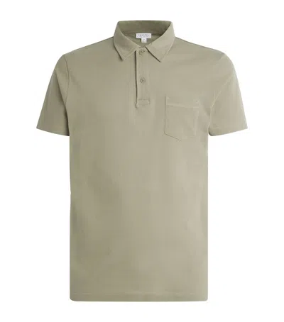 Sunspel Supima Cotton Riviera Polo Shirt In Green