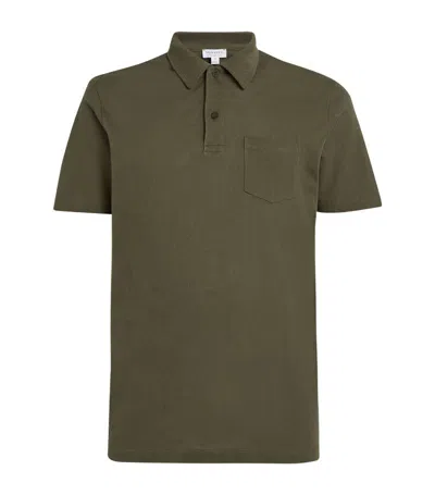 Sunspel Supima Cotton Riviera Polo Shirt In Green