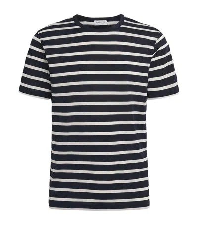 Sunspel Supima Cotton Stripe Classic T-shirt In Blue