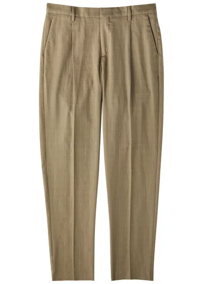 Sunspel Tapered-leg Cotton Trousers In Sage