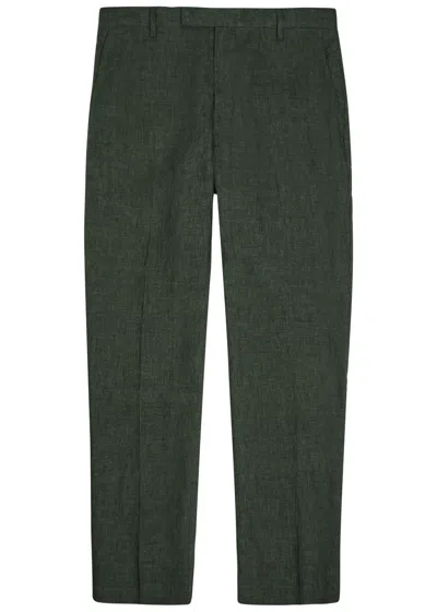 Sunspel Tapered-leg Linen Trousers In Green