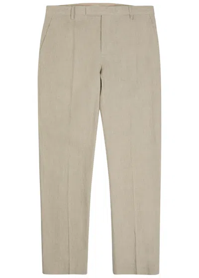 Sunspel Tapered-leg Linen Trousers In Brown